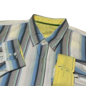 Arnold Zimberg Long Sleeve Stripe‎ Flip Cuff 100% Cotton Mens Shirt (see sizing)